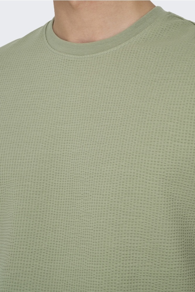 ONSKIAN LIFE REG SEERSUCKER SS TEE 22028692 SEAGRASS